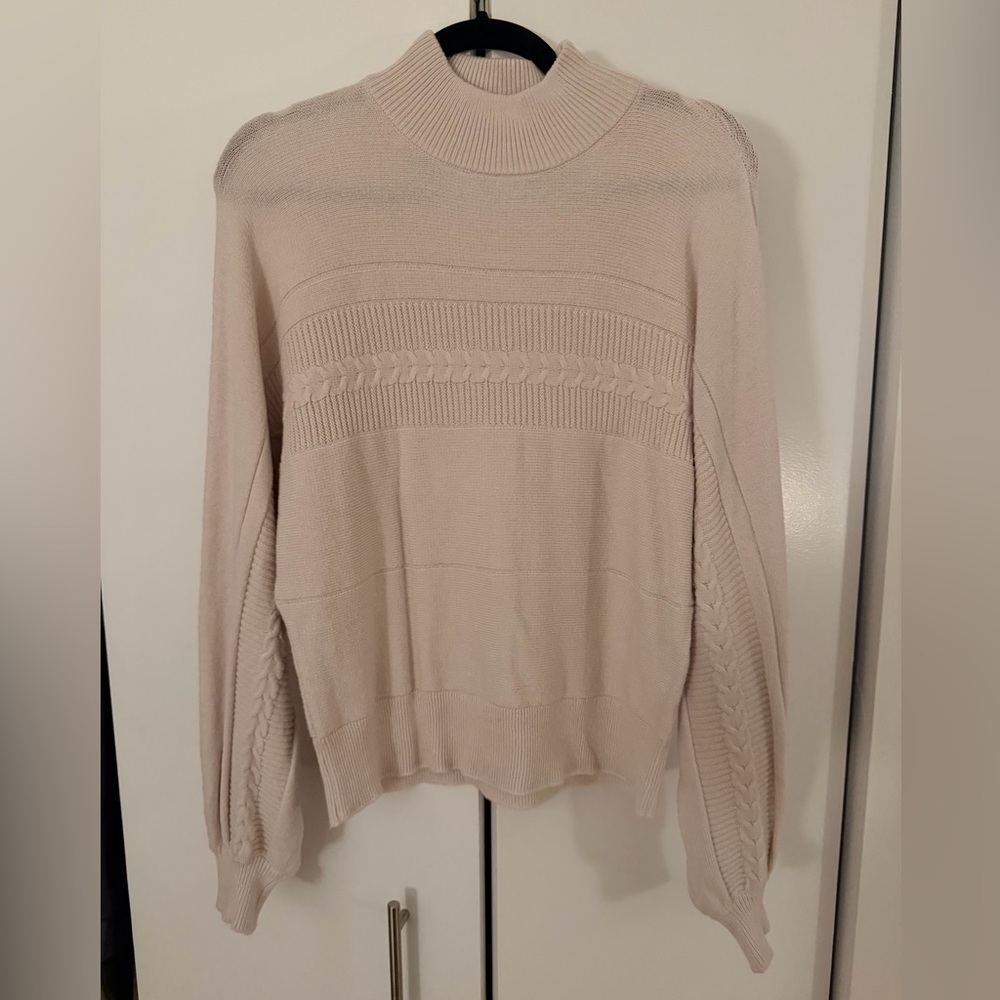 Elie Tahari Cream Mock Neck Sweater